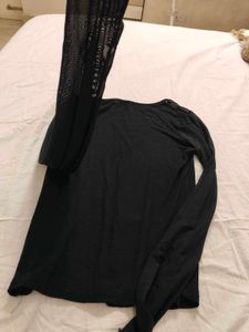Chic Black Mesh Sleeve Top