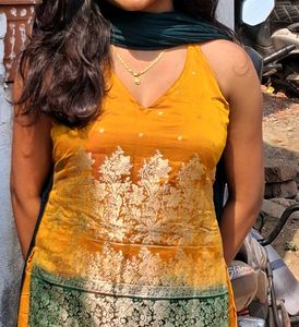Elegant Yellow &amp; Green Kurta Set