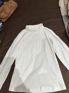 White Turtleneck Long Sleeve Top