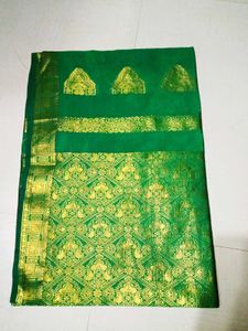Beautiful Green Saree with Gold Border