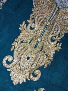 Teal Kurta with Gold Embroidery