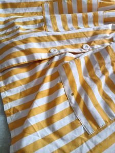 jacket with Yellow &amp; White Striped Button-Up Dress