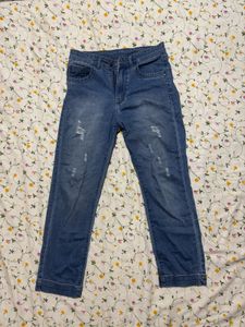 Blue Denim Distressed Jeans