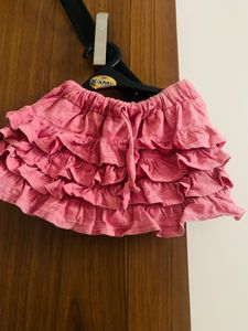 Branded Ruffled Mini Skirt