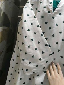White Kurta with Black Heart Print