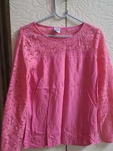Vero Moda Pink Lace Sleeve Top