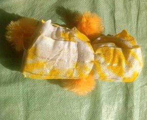 Yellow Scarf with Pom Po
