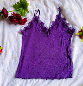 Purple Lace Trim Cami Top