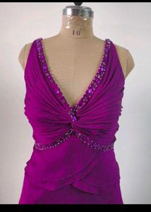 Stunning Purple Beaded Tiered Gown