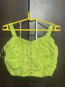 Lime Green Embroidered Crop Top