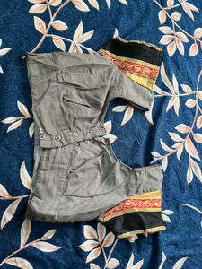grey cotton saree with blouse