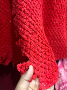 Red Woven woollen  Shawl/Scarf