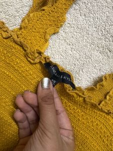 Mustard Yellow Cropped Top with Ruffles