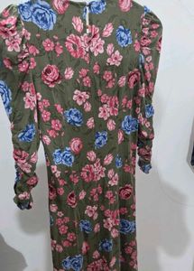 Floral Puff Sleeve A-Line Dress