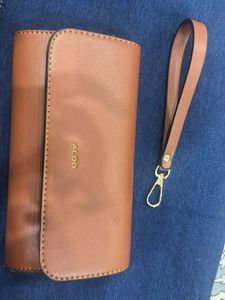 Aldo Brown Leather Clutch Wallet