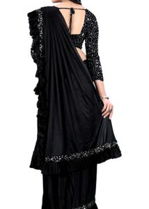 Elegant Black Saree with Embellishments f
