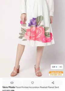 Floral Pleated Midi Skirt