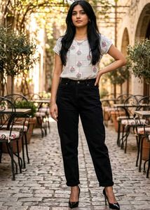 Casual Printed T-Shirt with Black Jeans
