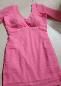 backless plain georgette bell sleeve padded kurti