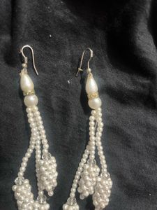 White Pearl Dangle Earrings