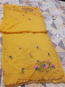 Yellow Embroidered Dupatta