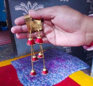 Red Silk Tassel Earrings