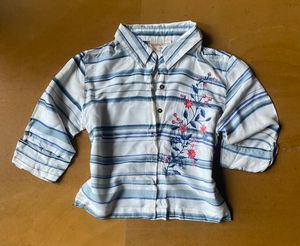 Striped Embroidered Button-Up Shirt