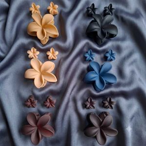 Matte Finish Flower Hair Clips Combo pack of 3
