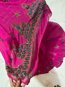 Vibrant Pink Embellished Saree