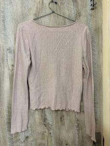 Women's Pink Textured V-Neck Top
