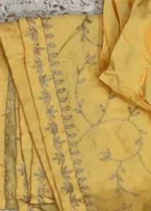 Yellow Sheer chaniya choli with Embellishment