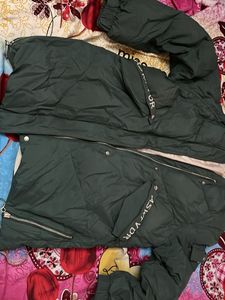 long Stylish Green Puffer Jacket