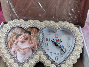 Heart Shaped Photo Frame &amp; Clock