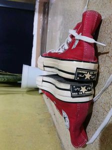 Red High-Top Converse Sneakers