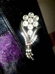 Vintage Rhinestone Flower Brooch