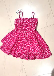 Chic Pink Floral Tiered Mini Dress