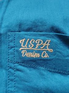 Men's Teal Band Collar Shirt