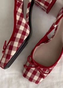 Red Gingham Casual heels