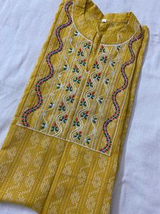 Yellow Embroidered Kurta
