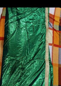 Shiny Green Saree with Gold Border