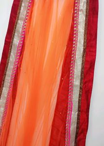 Orange Mehroon Border Plate Dupatta
