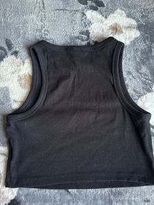 Black Ribbed Crop Tank Top
