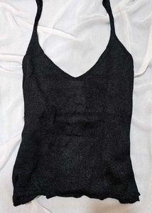 Sparkly Black V-Neck Cami Top