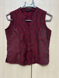 Maroon Embroidered Sleeveless top