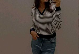 Striped Collared Pullover Top