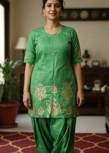 Green Embroidered Kurta Set