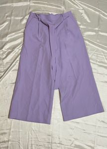 Lavender Wide-Leg Cropped Pants