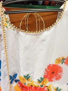 White Floral one pc  with dupatta xxl