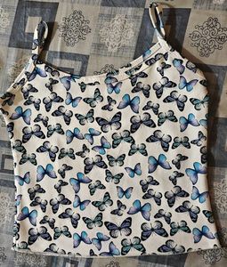 Butterfly Print Crop Cami Top
