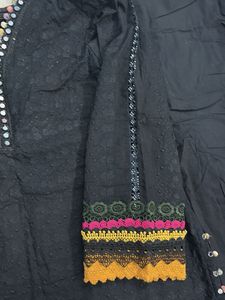black chikankari kurta set
